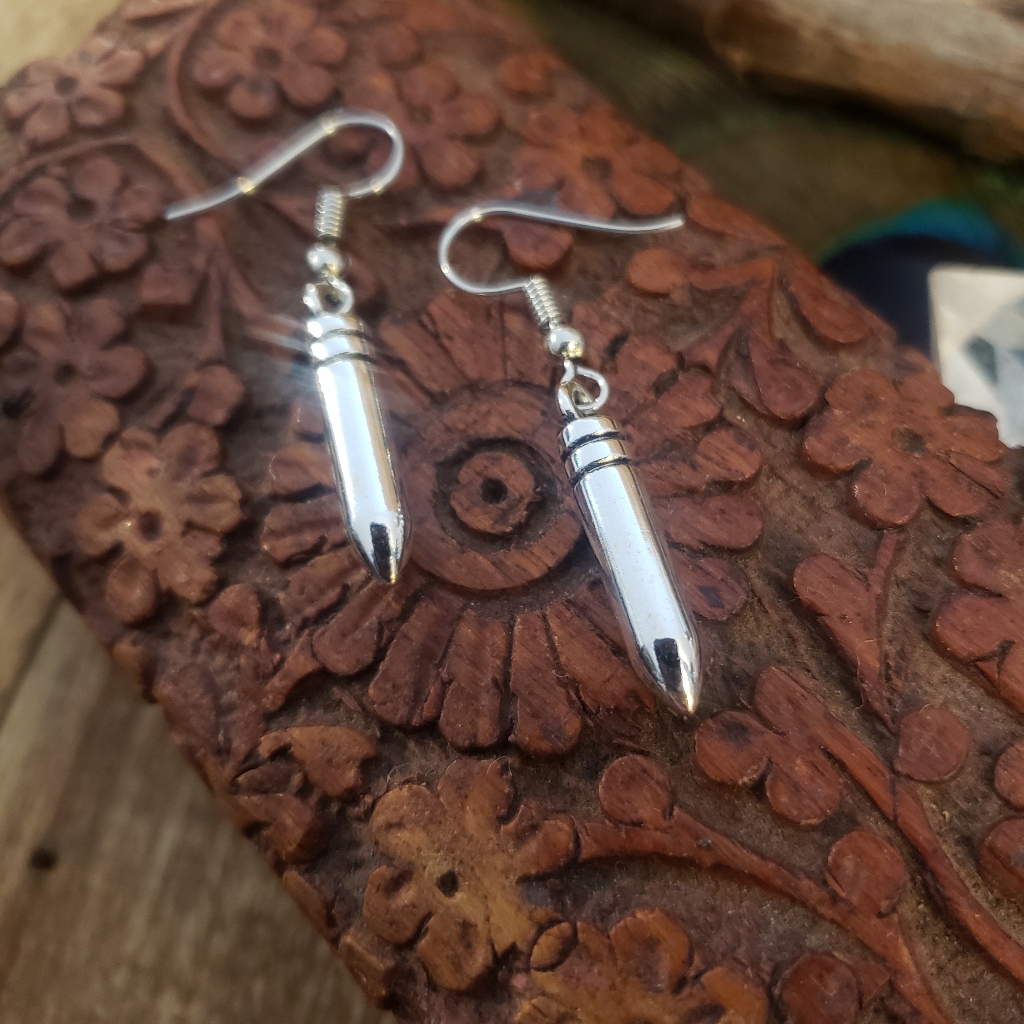 Silver Bullet Earrings Military~Gun~Werewolf~Horror~Cowboy~Goth~Vampire Jewelry